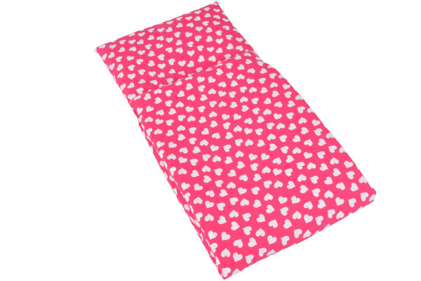 Poppendekentje roze met wit hartje.