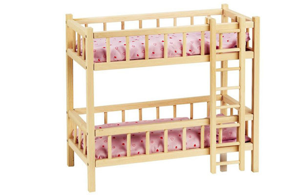 Poppen stapelbed met ladder van Goki.