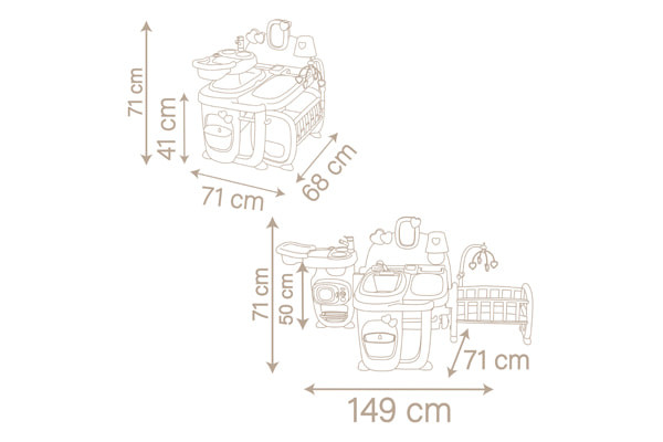 De afmetingen in- en uitgeklapt
